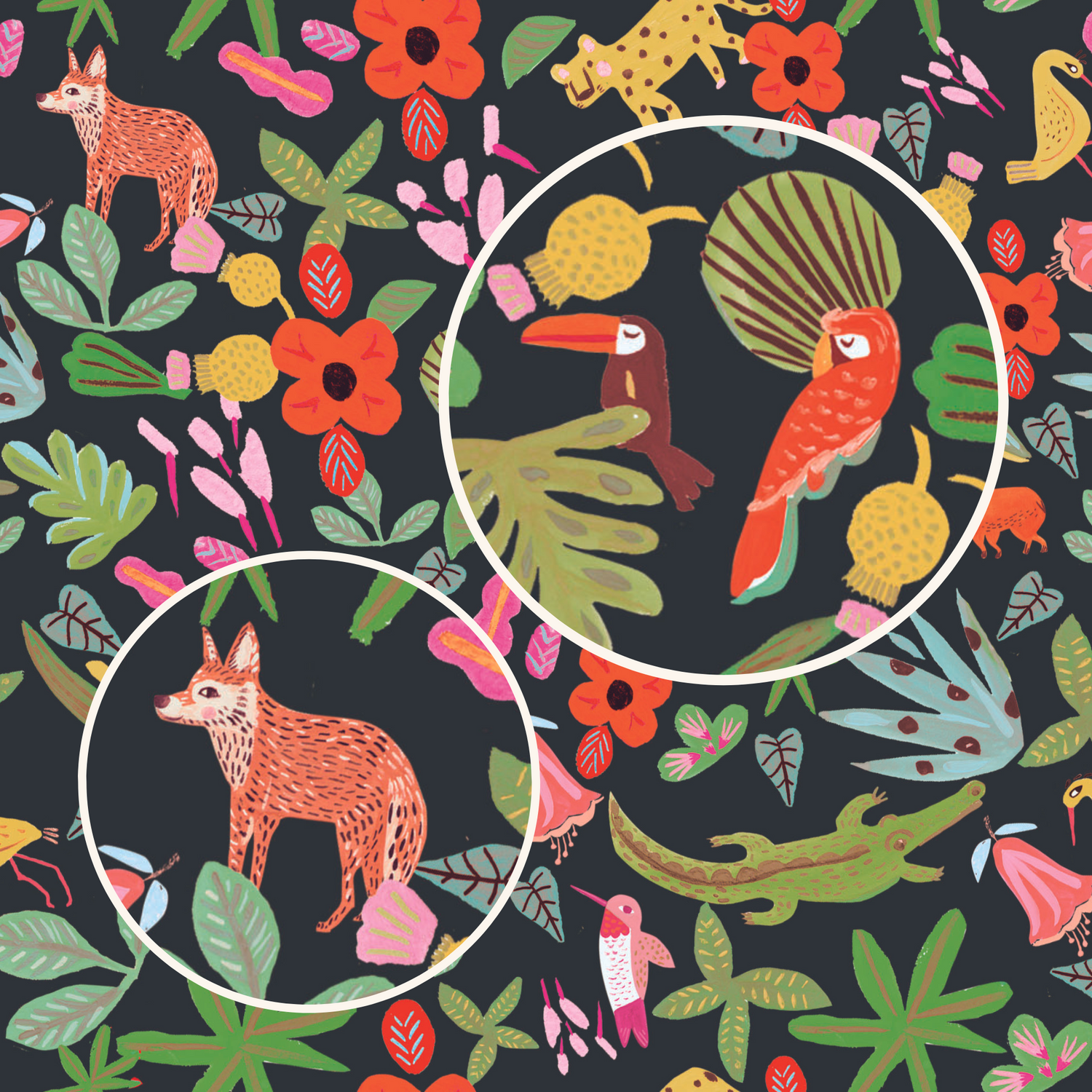 A closeup of Holalola's Selva print