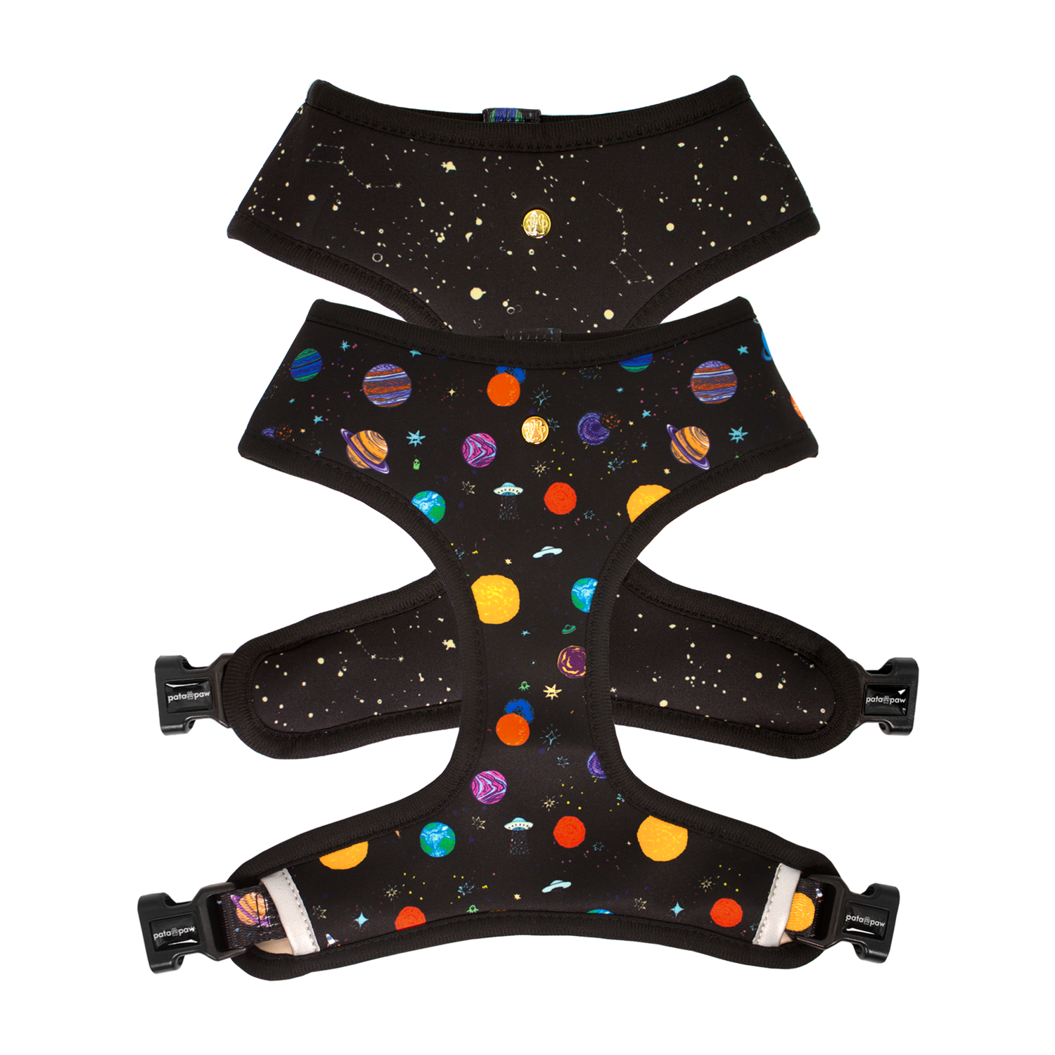 Pata Paw space explorer reversible harness showing both sides.