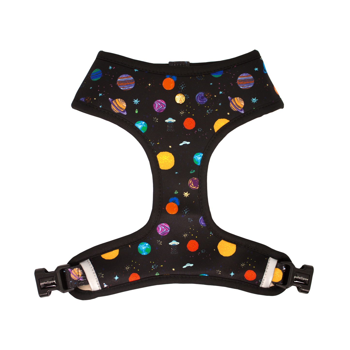 Pata Paw space explorer reversible harness showing space pattern.