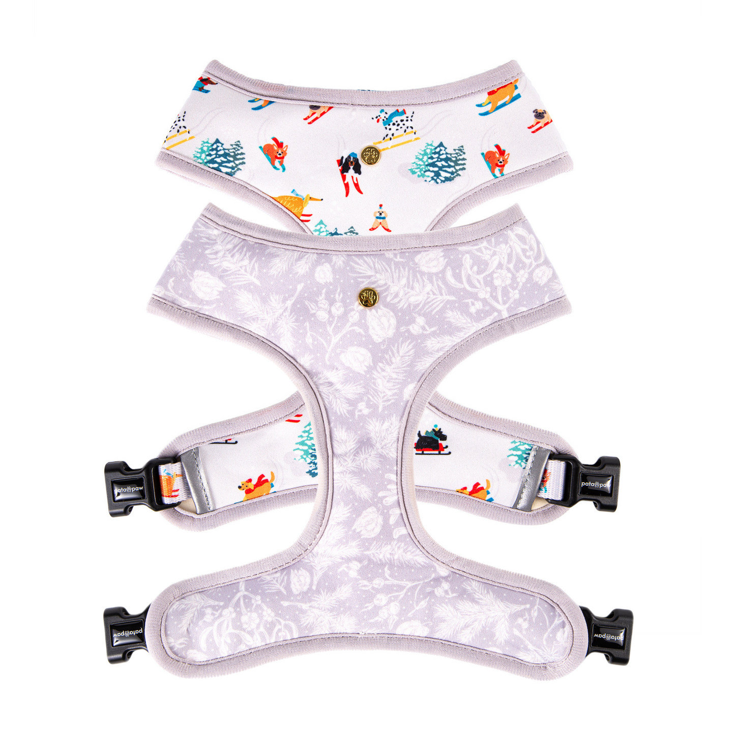 Pata Paw ski wonderland reversible dog harness