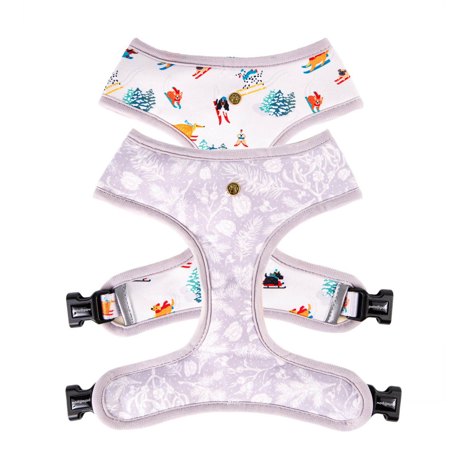 Pata Paw ski wonderland reversible dog harness