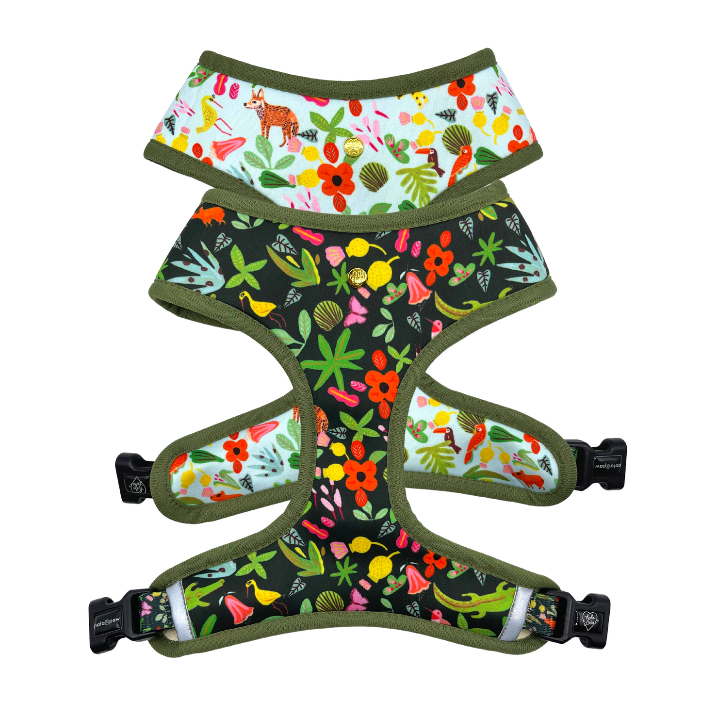 Pata Paw x Holalola reversible dog harness showing both sides