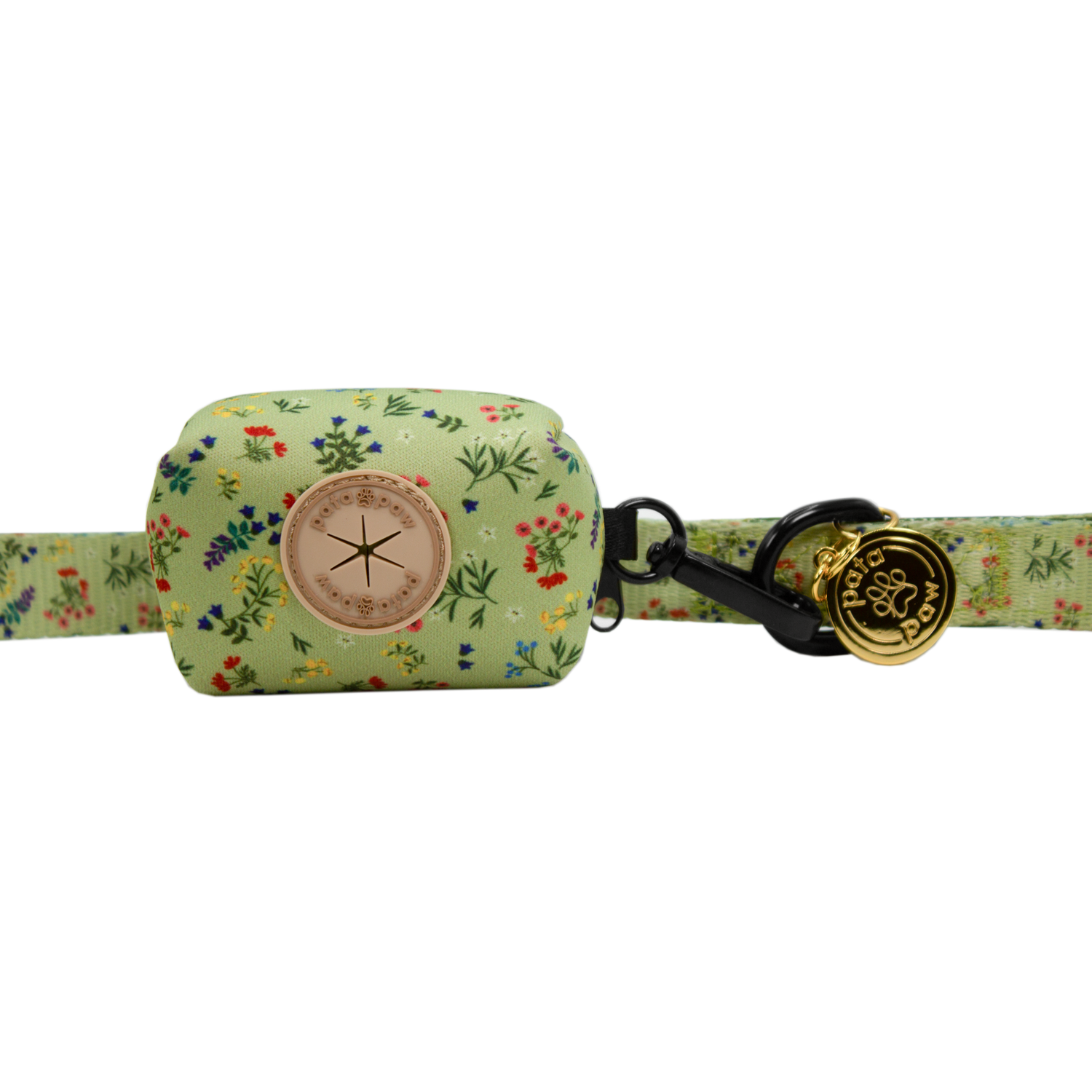 pata paw alpine wildflowers leash with poop bag holder