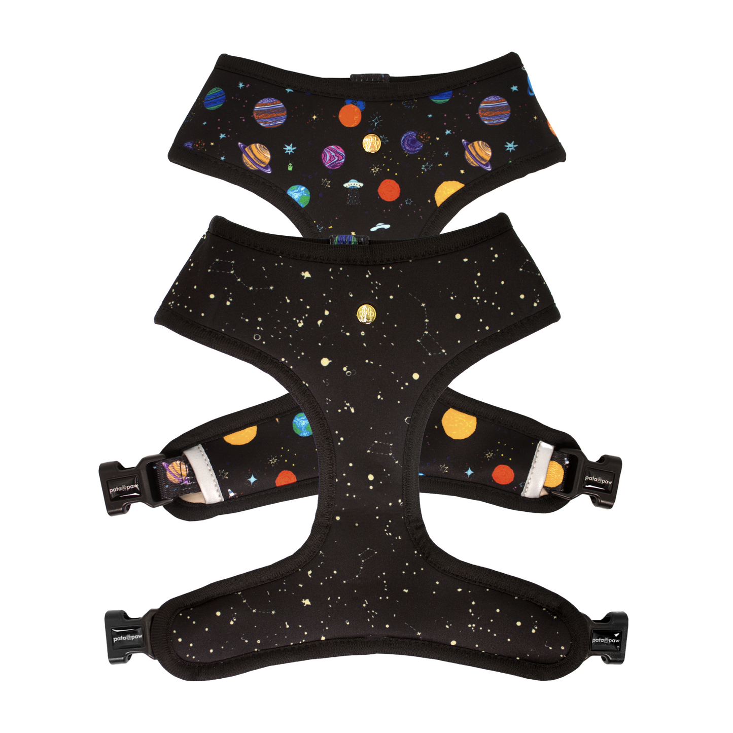 Pata Paw space explorer reversible harness showing both sides.