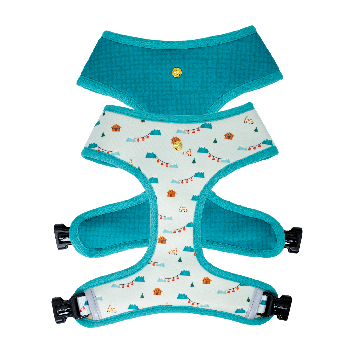 Pata Paw Les Alpes reversible harness showing both sides.