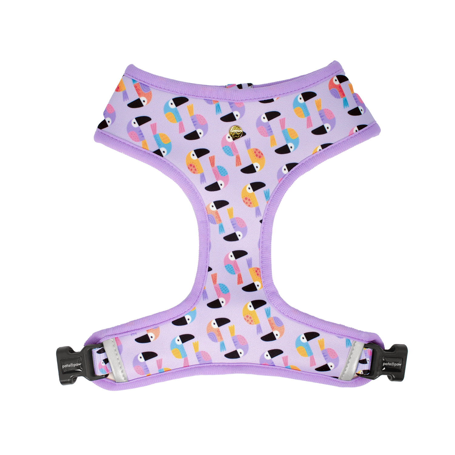 Pata Paw toucan tropics reversible harness showing its pattern.