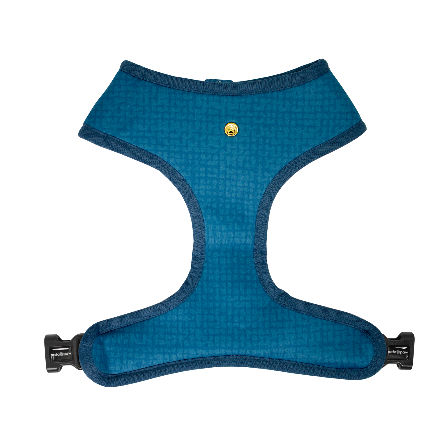 Pata Paw boops reversible harness showing a timeless and chic texture pattern in aegean blue.