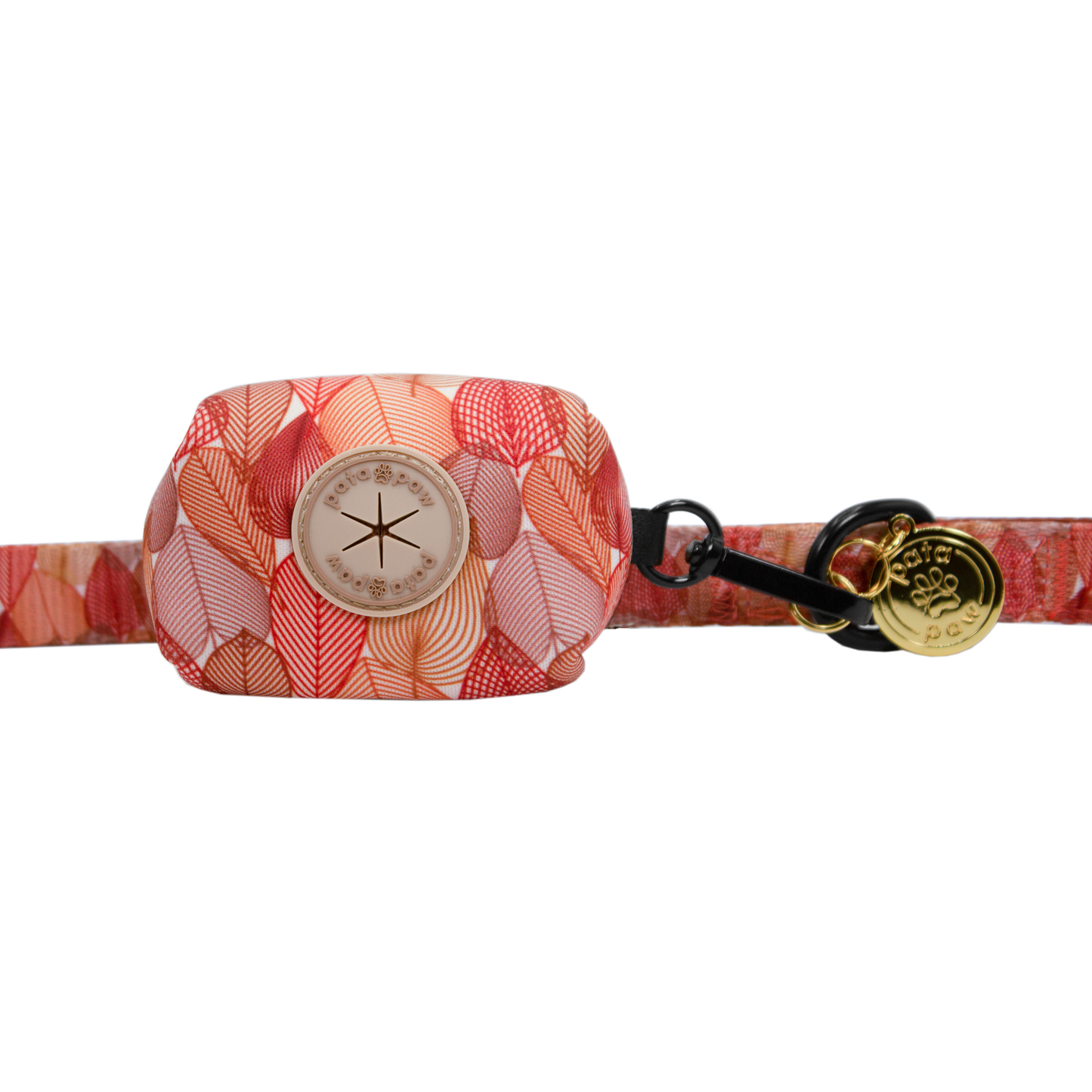 pata paw autumn crunch leash with poop bag holder