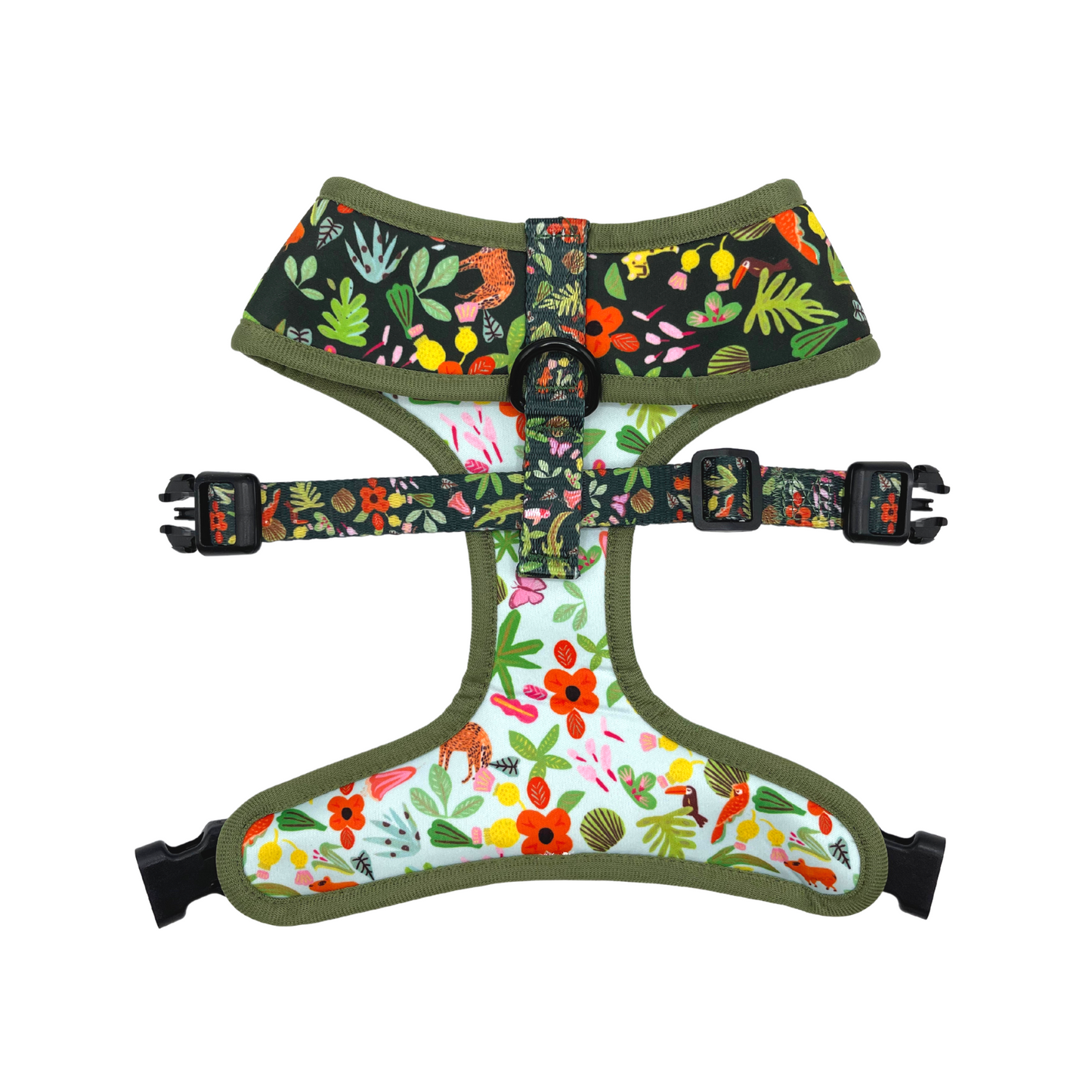 Pata Paw x Holalola reversible dog harness showing its backside