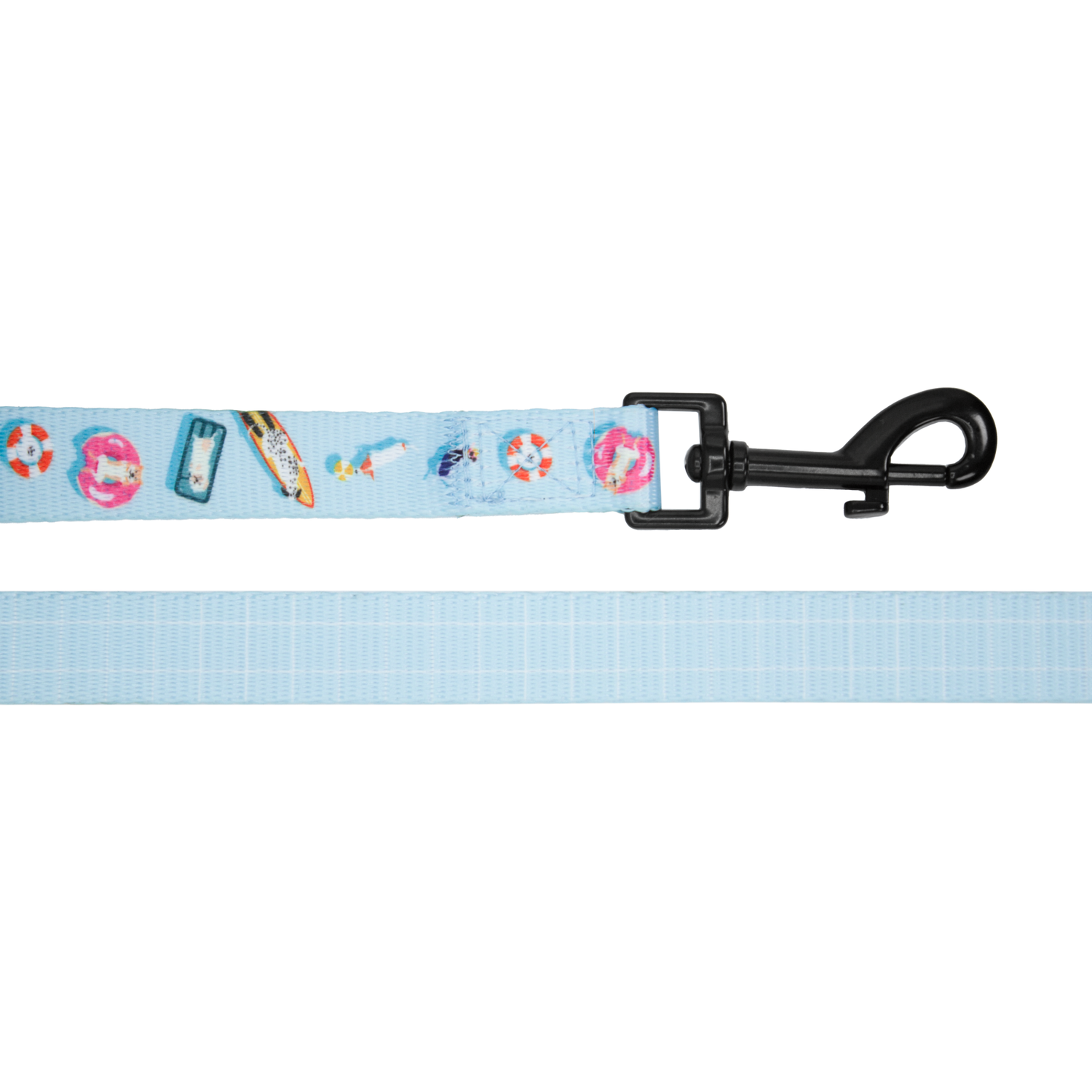 pata paw pool pups leash showing buckle and patterns on both sides