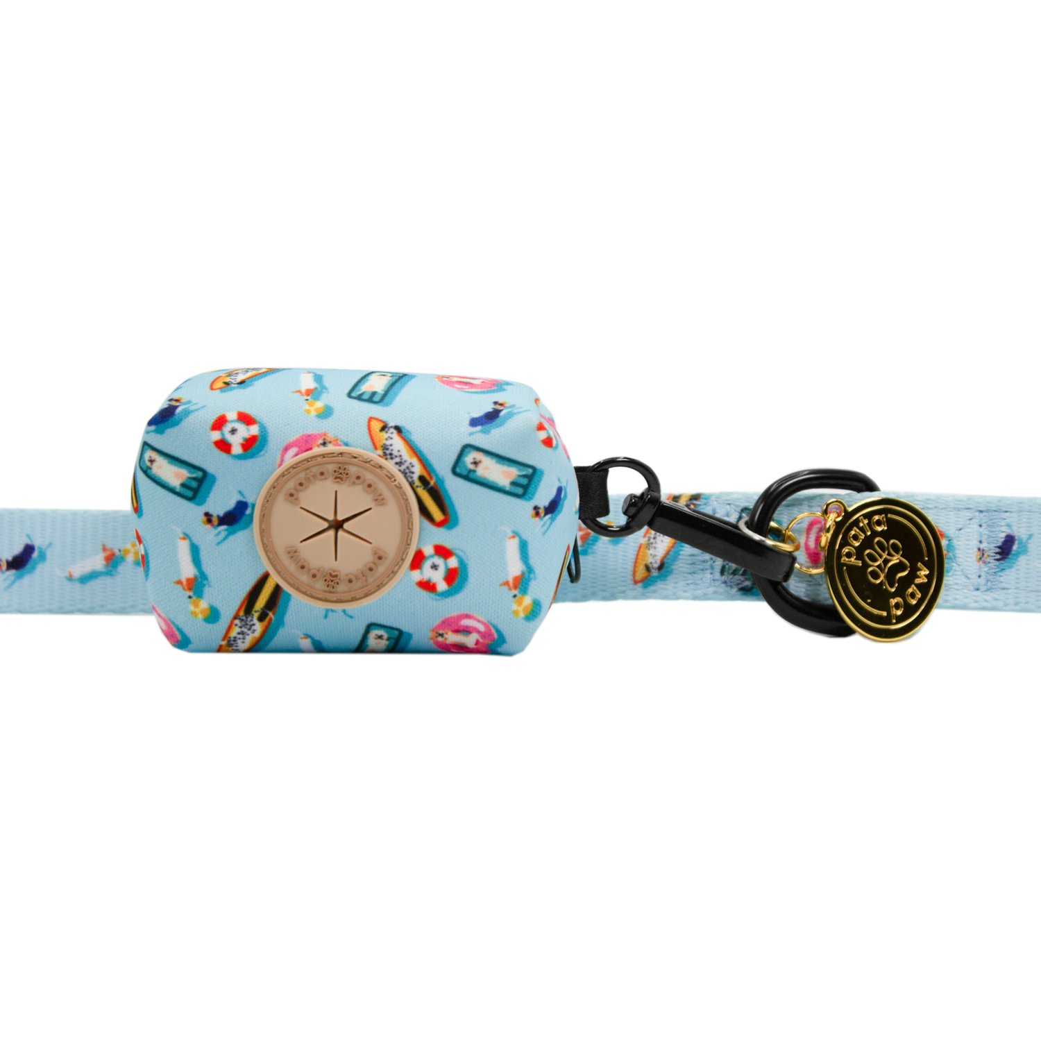 pata paw pool pups leash with poop bag holder